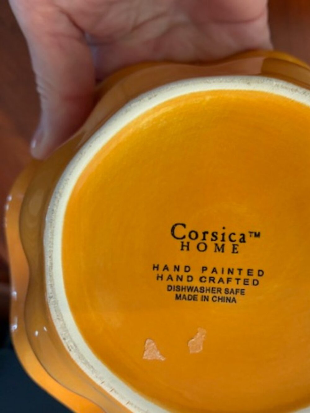 Corsica Butter Dark Yellow 7" Ruffled Snack Serving Bowl Handpainted Handcrafted - Picture 3 of 5
